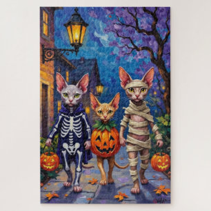 Sphynx Cats Trick-or-Treating in Halloween-Kostüm
