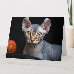 Sphynx-Elf-Katze Foto Frohes Halloween-Karten Dankeskarte