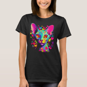 Sphynx haarlose Katze Pinkes rotes Herz T-Shirt