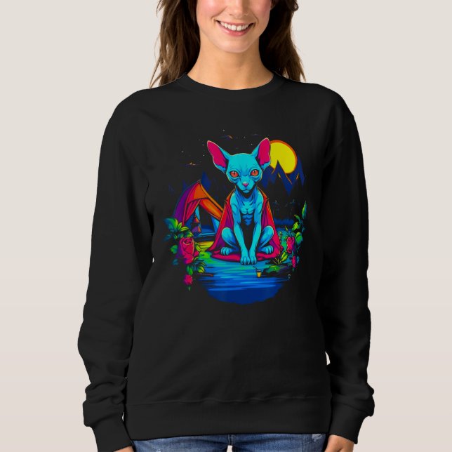 Sphynx Hairless Cat Camping Sweatshirt (Vorderseite)