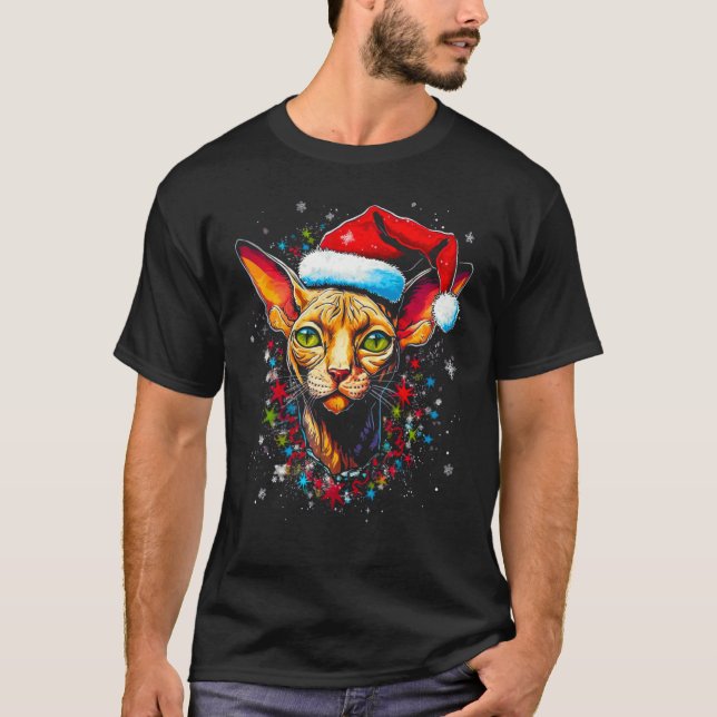Sphynx Hairless Cat Christmas T-Shirt (Vorderseite)