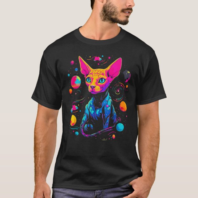 Sphynx Hairless Cat Space T-Shirt (Vorderseite)