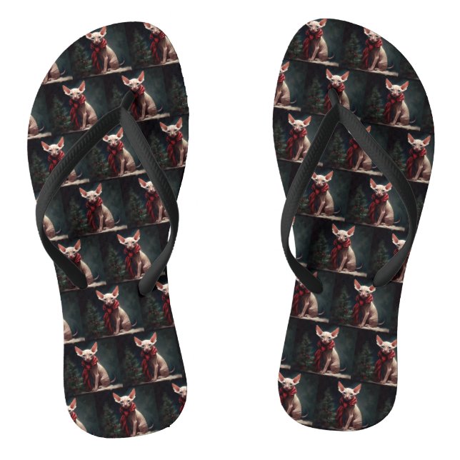 Sphynx Hund im Schnee Weihnachten Flip Flops (Fußbett)