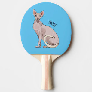 Sphynx-Katze Cartoon-Illustration  Tischtennis Schläger