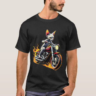 Sphynx-Katze fährt auf Motorrad-Design Lustige Sph T-Shirt