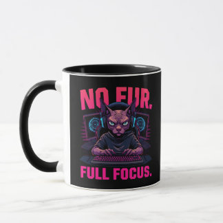 Sphynx-Katze Gamer Kein Fell Voller Fokus Tasse