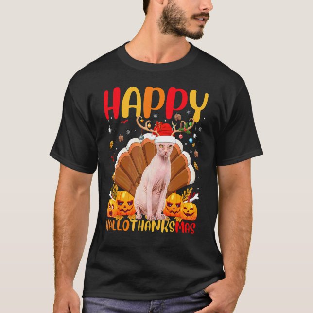 Sphynx-Katze  Glückliche Sphynx-Katze Hellothanksm T-Shirt (Vorderseite)