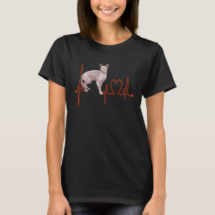 Sphynx-Katze Herzschlag EKG Puls Ich liebe meine T-Shirt
