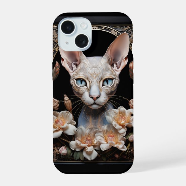 Sphynx-Katze iPhone 15 Hülle (Rückseite)