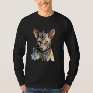 Sphynx Katze Katze Ägyptische Katze Katze  Aquarel T-Shirt