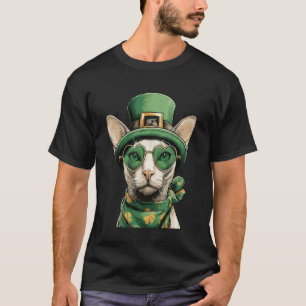 Sphynx-Katze mit Herz-Sonnenbrille Shamrocks St Pa T-Shirt