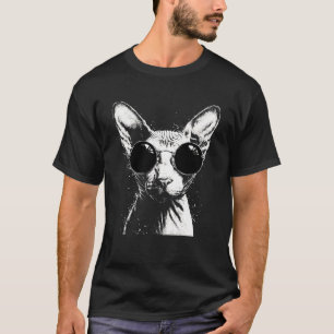 Sphynx-Katze mit Sonnenbrille Weiße Splash Art Kat T-Shirt