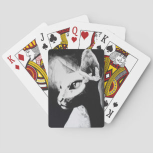 Sphynx-Katze Schwarz Weiße Kitty-Tier-Porträt-Kuns Spielkarten