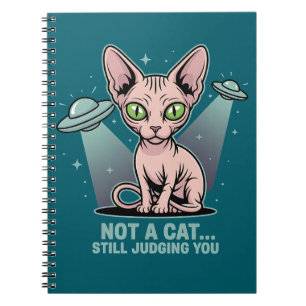 Sphynx-Katze UFO Alien Humor Kunst beurteilen Notizblock