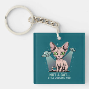 Sphynx-Katze UFO Alien Humor Kunst beurteilen Schlüsselanhänger