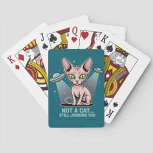 Sphynx-Katze UFO Alien Humor Kunst beurteilen Spielkarten