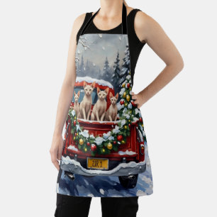 Sphynx-Katze Weihnachten Rotes Lastwagen Ferien Schürze