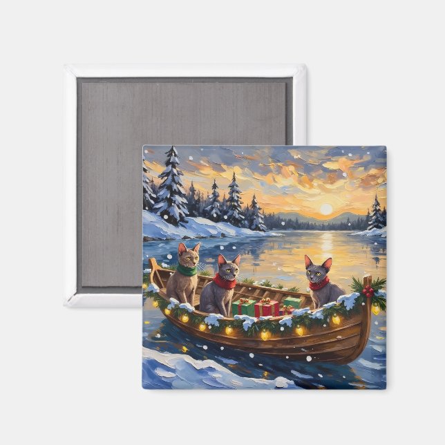Sphynx-Katze Weihnachtsboot Urlaub Magnet (Vorderseite/Rückseite)