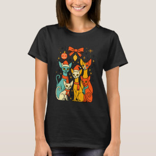 Sphynx-Katze Weihnachtslichter Lustiger Santa Feie T-Shirt