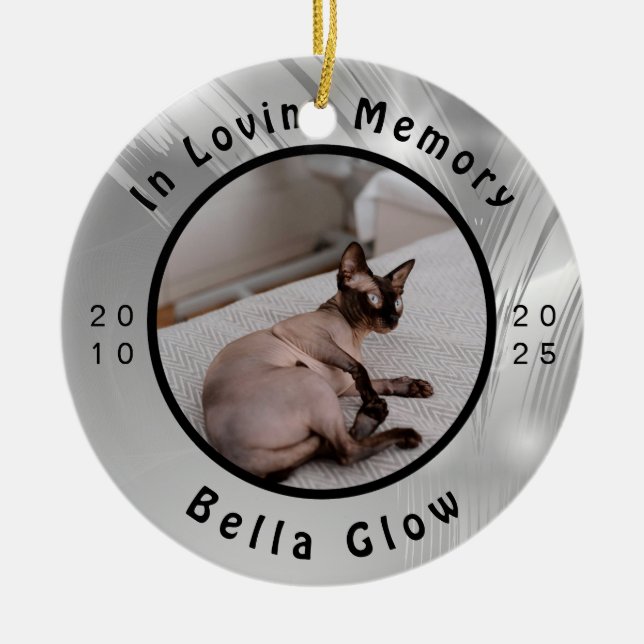 Sphynx-Katzen-Gedenk-Silber-Erinnerungskunst Keramik Ornament (Vorne)