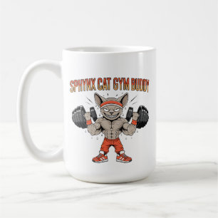 Sphynx-Katzen-Gym-Buddy-Cartoon-Fitness-Kunst Kaffeetasse