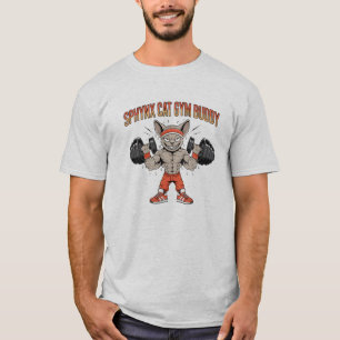 Sphynx-Katzen-Gym-Buddy-Cartoon-Fitness-Kunst T-Shirt