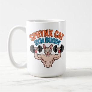 Sphynx-Katzen-Gym-Buddy-Muskulöse-Cartoon-Kunst Kaffeetasse