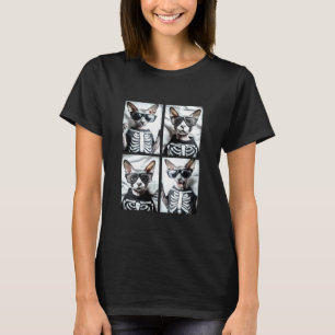 Sphynx Katzen mit Sonnenbrille Skelett Kostüm Lust T-Shirt