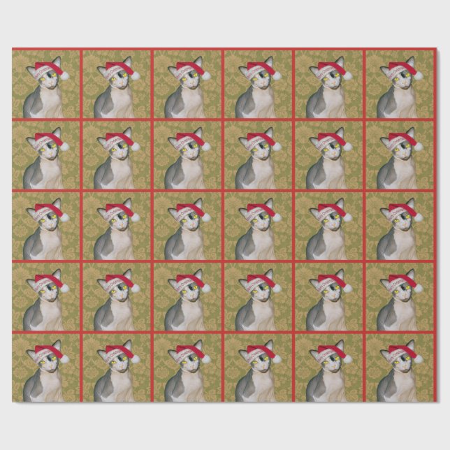 Sphynx Katzen-Sanktblumenweihnachten Geschenkpapier (Flach)
