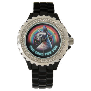 Sphynx-Katzenuhr Kahl Haarloses Kätzchen Zu Cool Armbanduhr