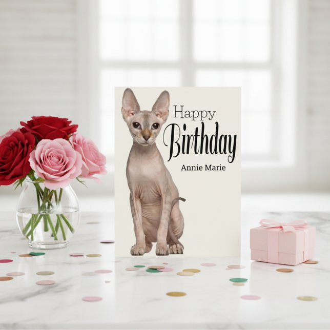 Sphynx Kitty Carte postale personnalisée pour l'an (Sphynx Kitty Personalized Birthday Postcard)