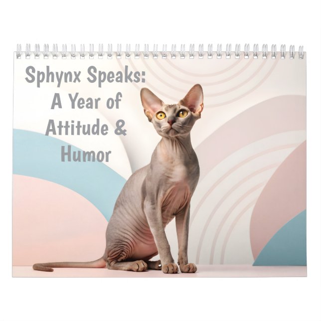 Sphynx Speaks: Editable Monthly Cat Humor Art Kalender (Titelbild)