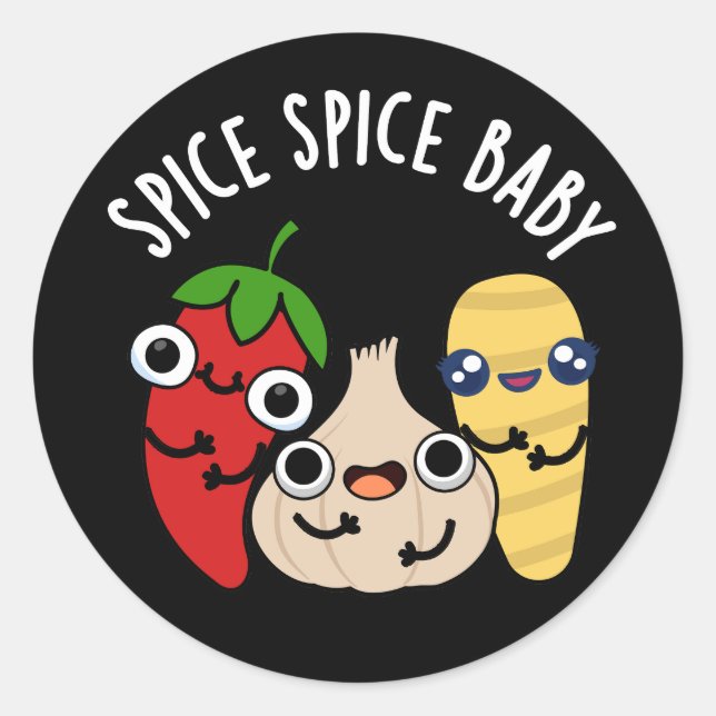 Spice Baby Funny Food Pub Dark BG Runder Aufkleber (Vorderseite)
