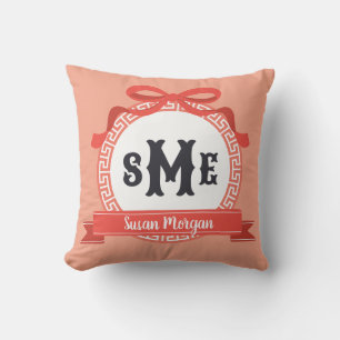 Spice Coral Pfirsich Reverse Griechischer Schlüsse Kissen