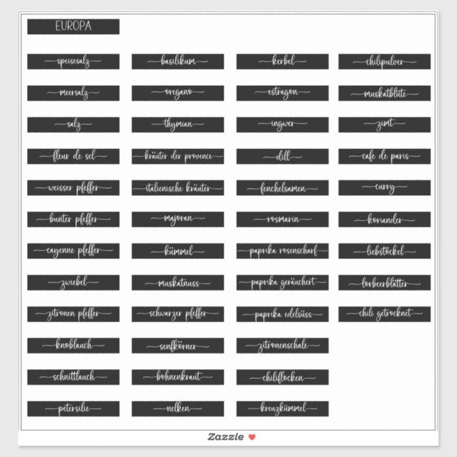 Spice Jar Labels (Blatt)