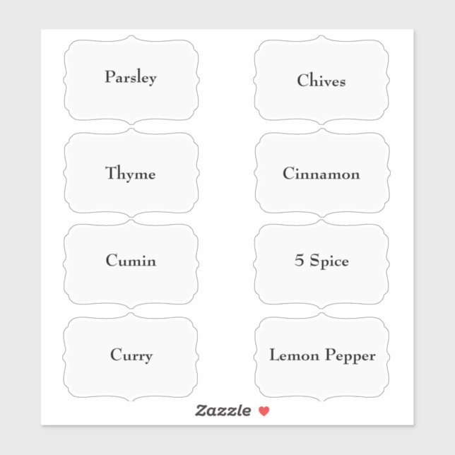 Spice Rack Waterproof Elegant White Pantry Labels (Blatt)