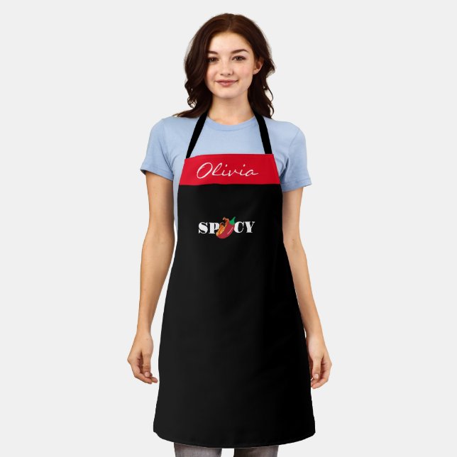Spicy Apron - Custom Text Chili Cook Off Gift Schürze (Getragen)