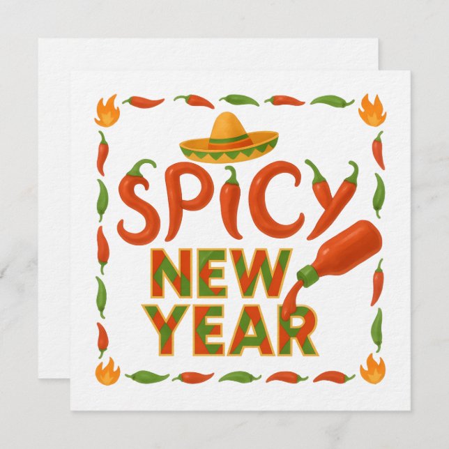 Spicy New Year Einladung (Vorne/Hinten)