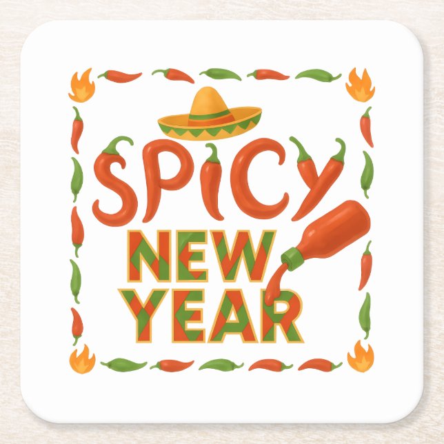 Spicy New Year Rechteckiger Pappuntersetzer (Vorderseite)