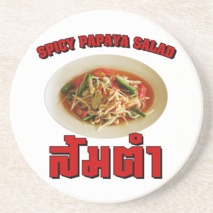 Spicy Papaya Salad [Som Tam] ... Thai Lao Food Sandstein Untersetzer