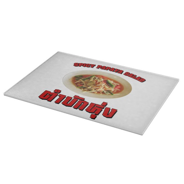 Spicy Papaya Salad [Tam Mak Hung] Isaan Dialect Schneidebrett (Ecke)