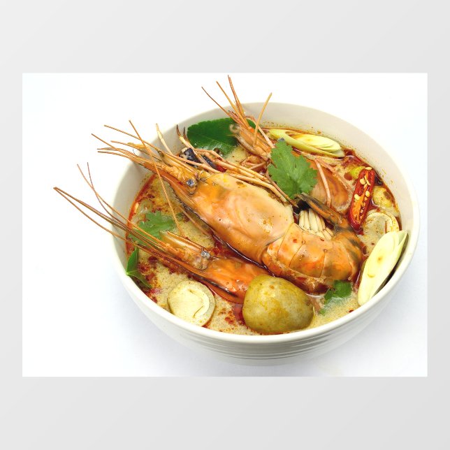 Spicy Prawn Soup Hot Sour Soup Thai Restaurant Fensteraufkleber (Blatt)