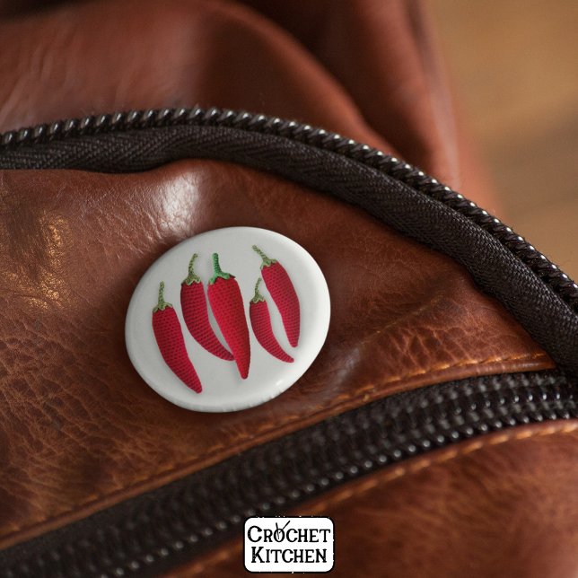 Spicy Red Minimal Crochet Jalapeno Strick Handwerk Button (Von Creator hochgeladen)
