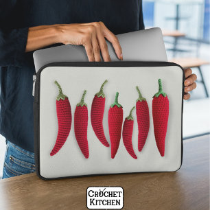 Spicy Red Minimal Crochet Jalapeno Strick Handwerk Laptopschutzhülle