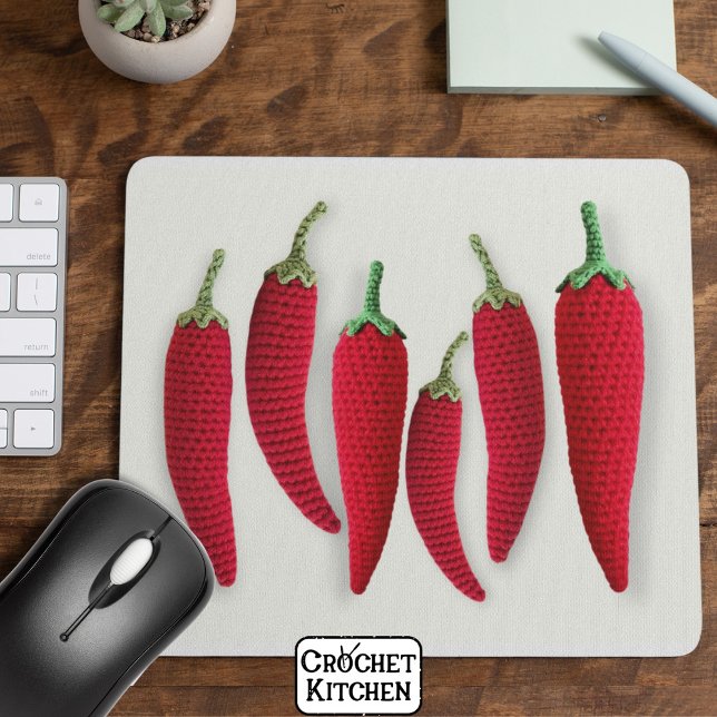 Spicy Red Minimal Crochet Jalapeno Strick Handwerk Mousepad (Von Creator hochgeladen)