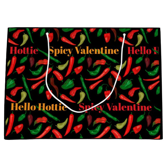 Spicy Valentine Hallo Hottie Red Pfeffer Große Geschenktüte (Vorderseite)