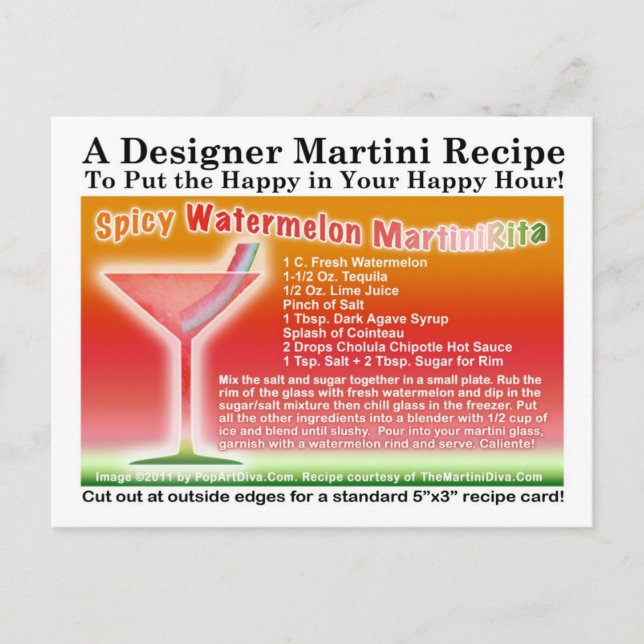 Spicy Watermelon Margarita Martini Recia Postkarte (Vorderseite)