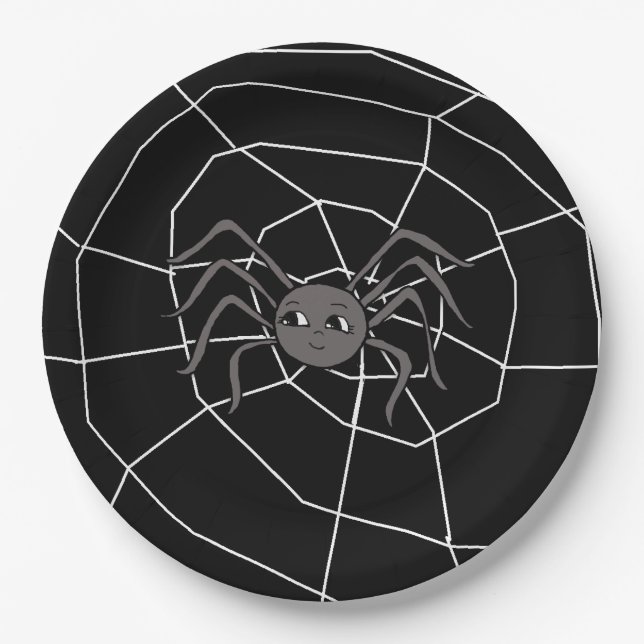 Spider and Spider Web Halloween-Party Pappteller (Vorderseite)