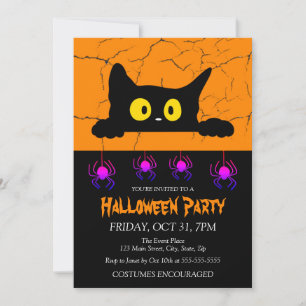 Spider Black Cat Kostume Halloween-Party Einladung