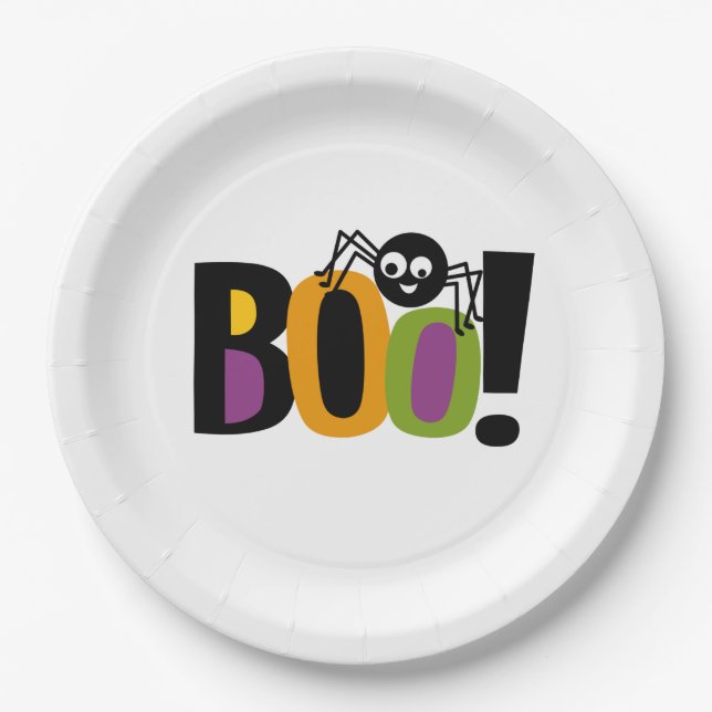 Spider BOO Halloween Pappteller (Vorderseite)